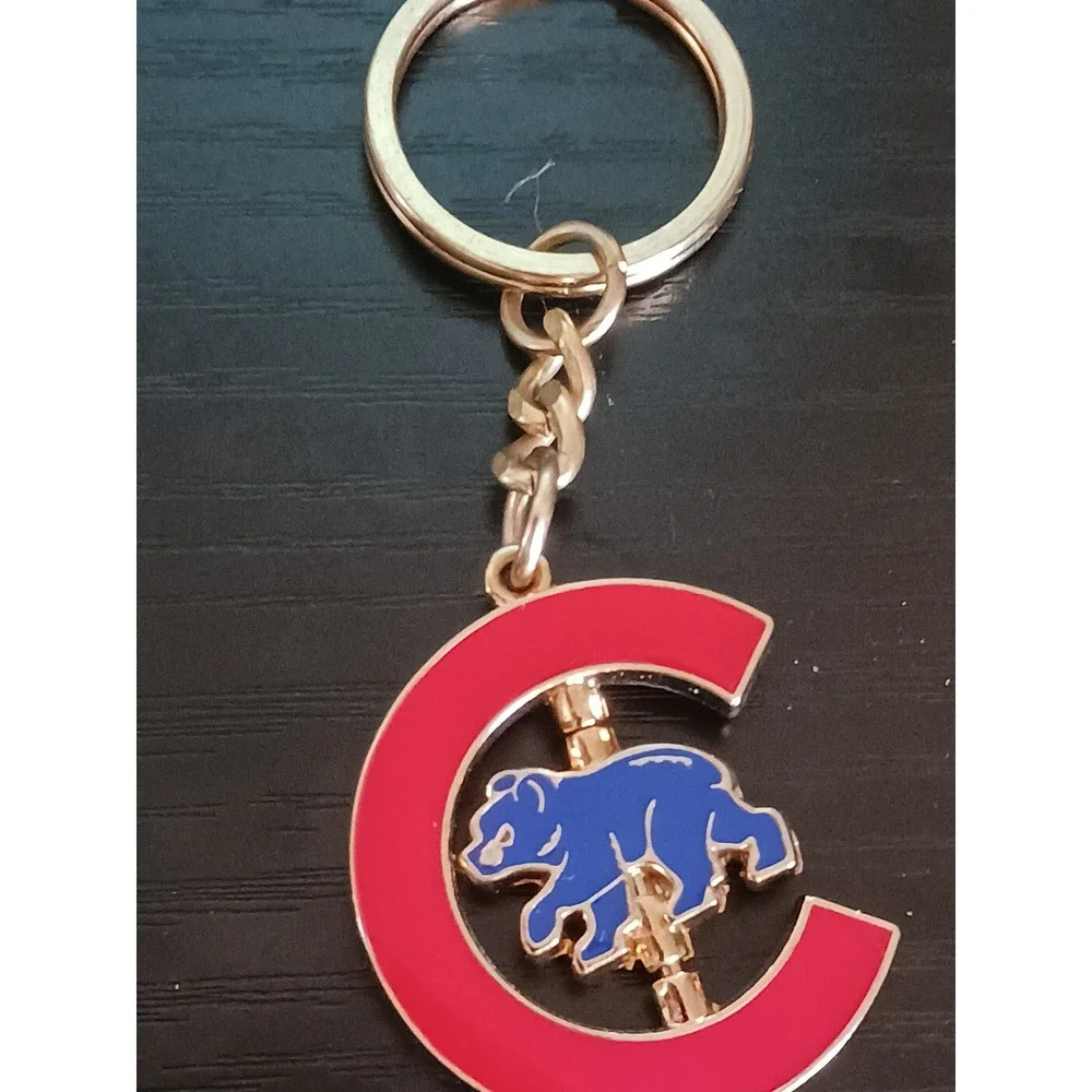 Chicago Cubs MLB Spinner Keychain Red C Blue Walking Bear Mascot Baseball Fan - Picture 3 of 3